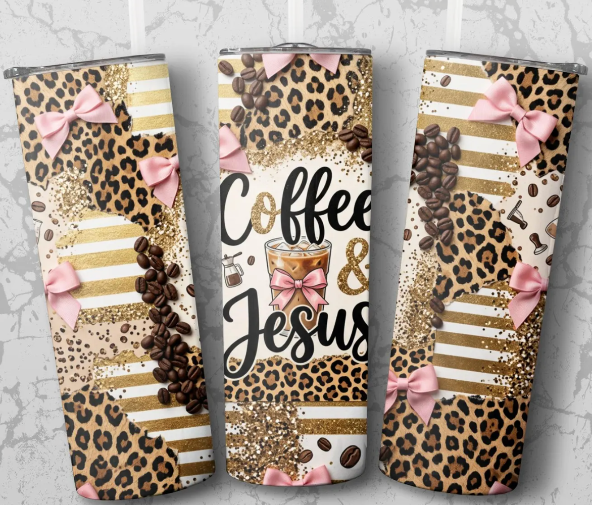 Coffee & Jesus-20oz Skinny Tumbler (NOT A WRAP AROUND)