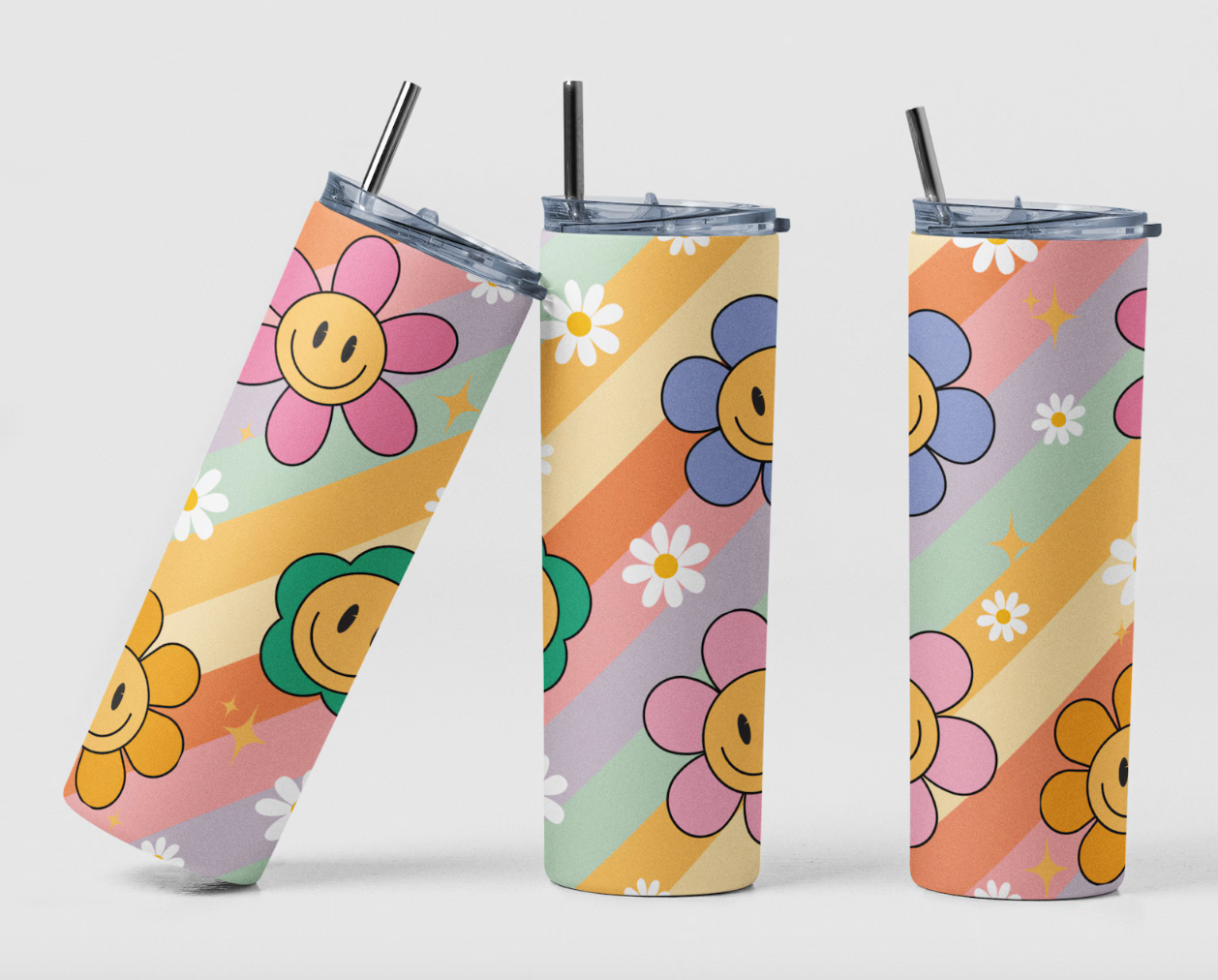 Groovy smiley face Tumbler-20oz Skinny Tumbler