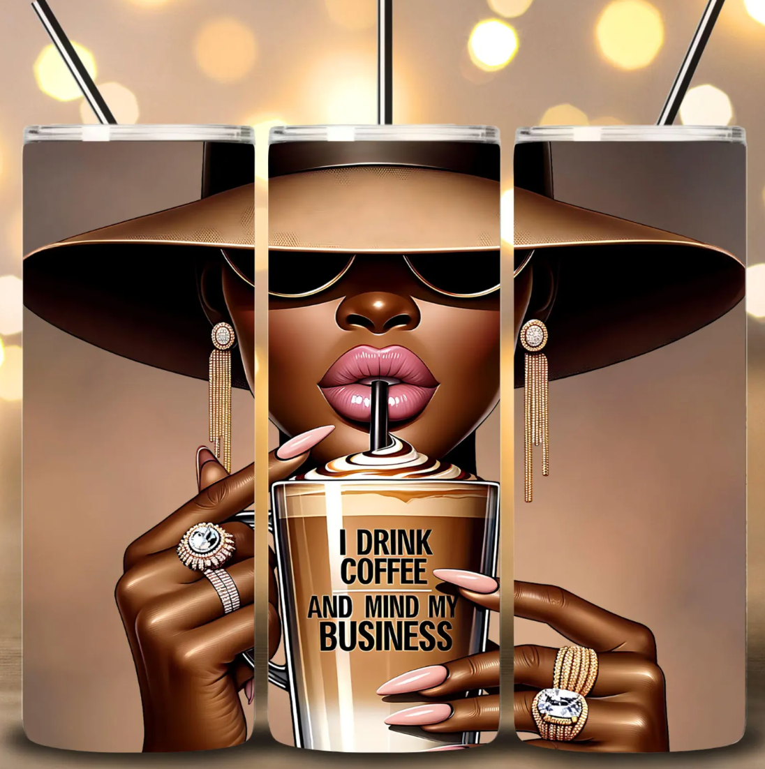 I Drink Coffee and mind my Business Tumbler-20oz Skinny Tumbler