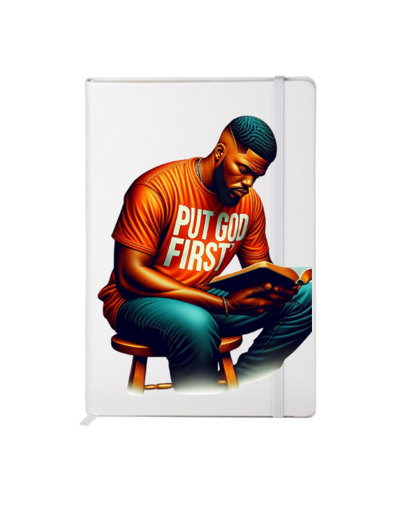 Put god first -men -orange shirt- Journal UV DTF