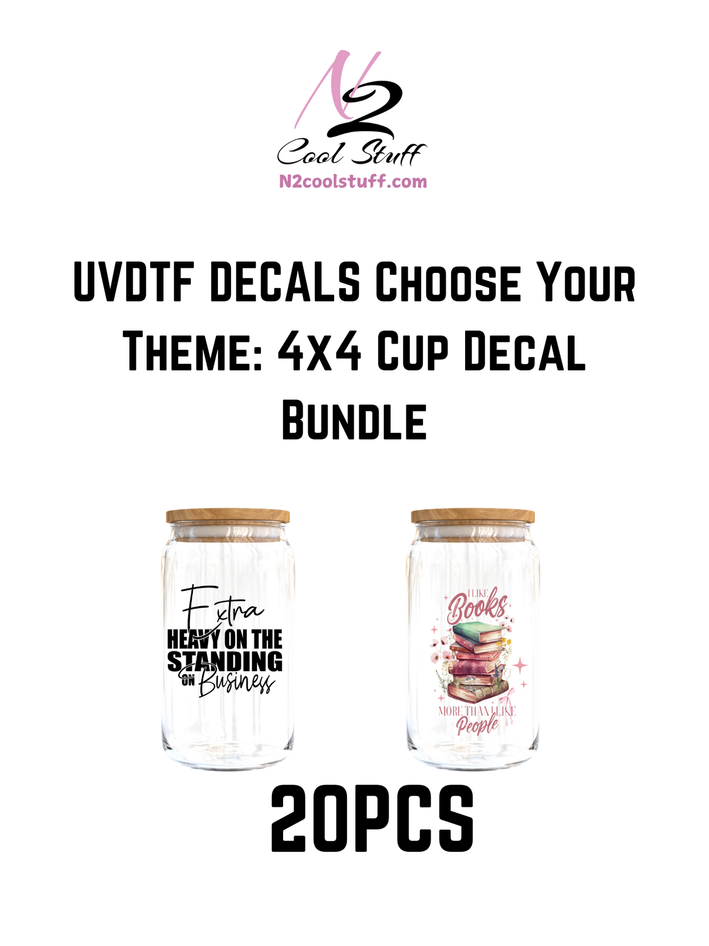 CHOOSE YOUR journal & matching CUP DECALS UV DTF Decal Bundle 20pcs