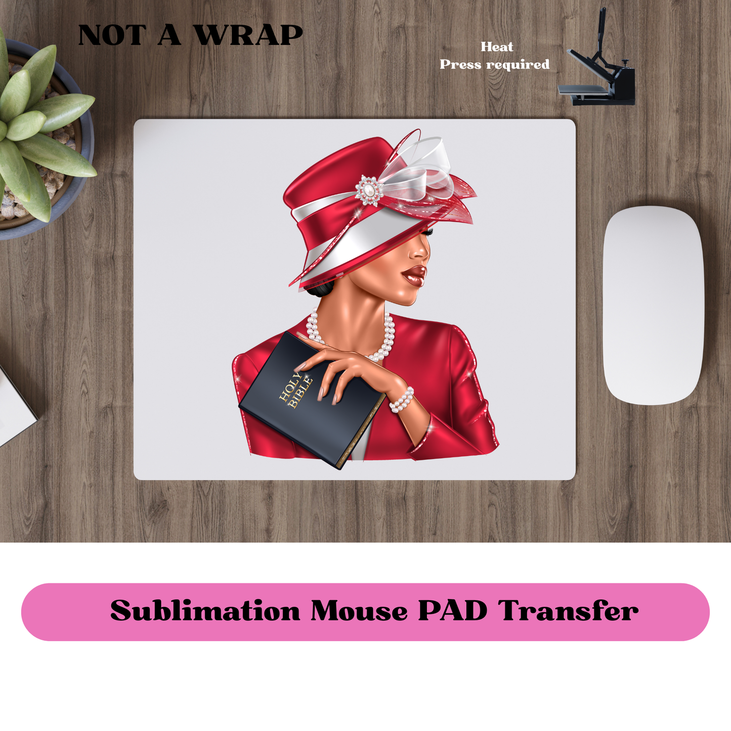 Church lady red hat light-Ready to press transfer