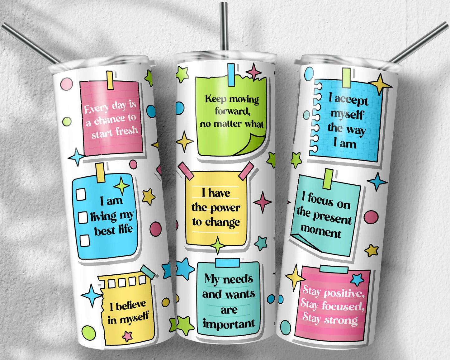 Inspirational Sticky Notes -20oz Skinny Tumbler