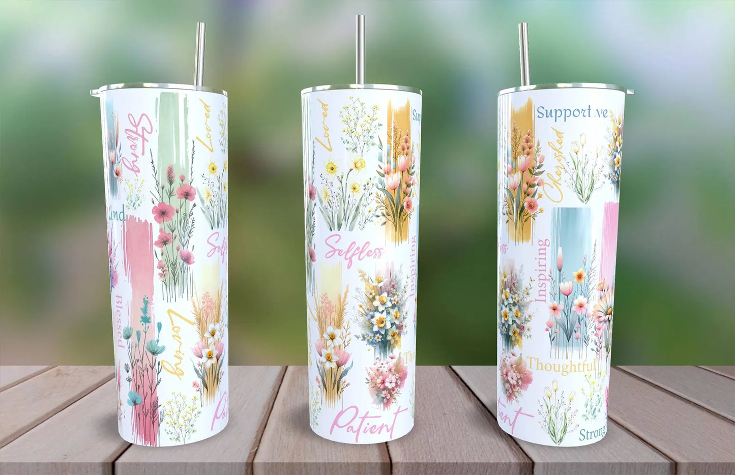 Positive Affirmations -Tumbler Wrap -20oz Skinny Tumbler