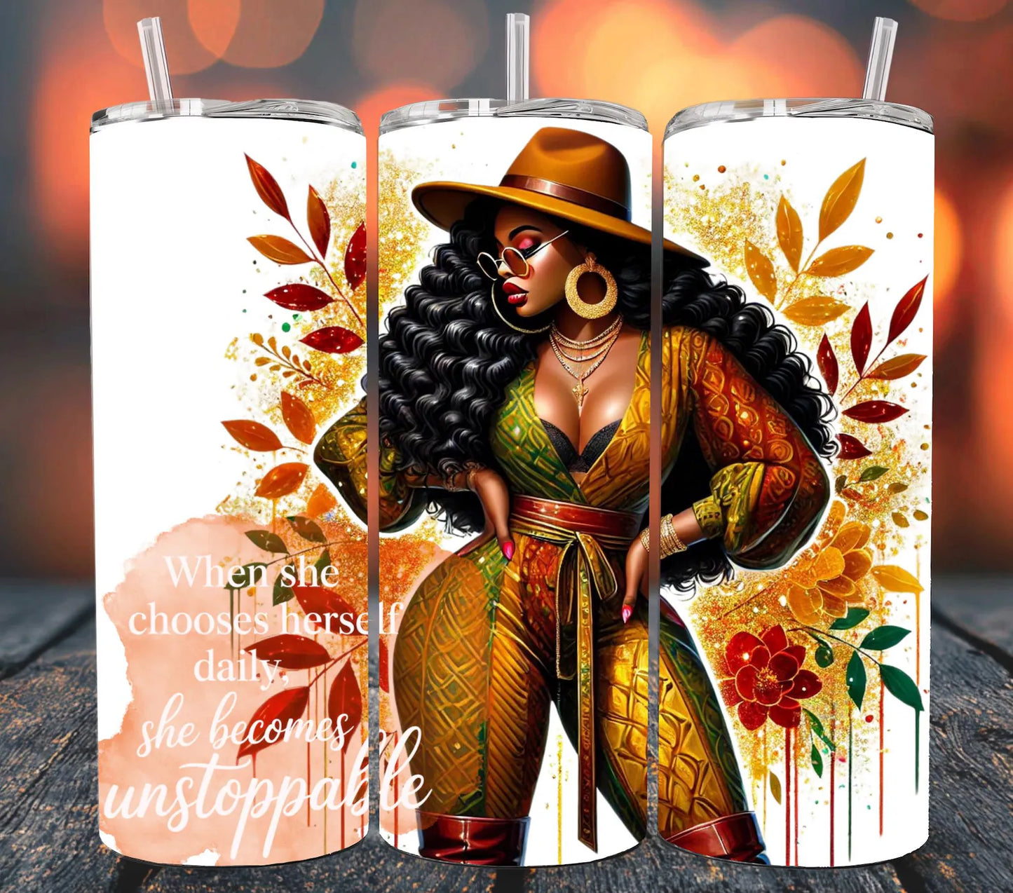 When she choose her self daily -20oz Skinny Tumbler