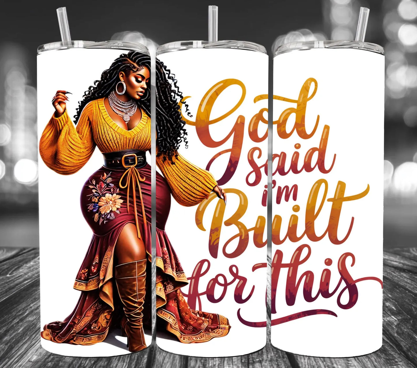 God said im Built for this - 20oz Skinny Tumbler