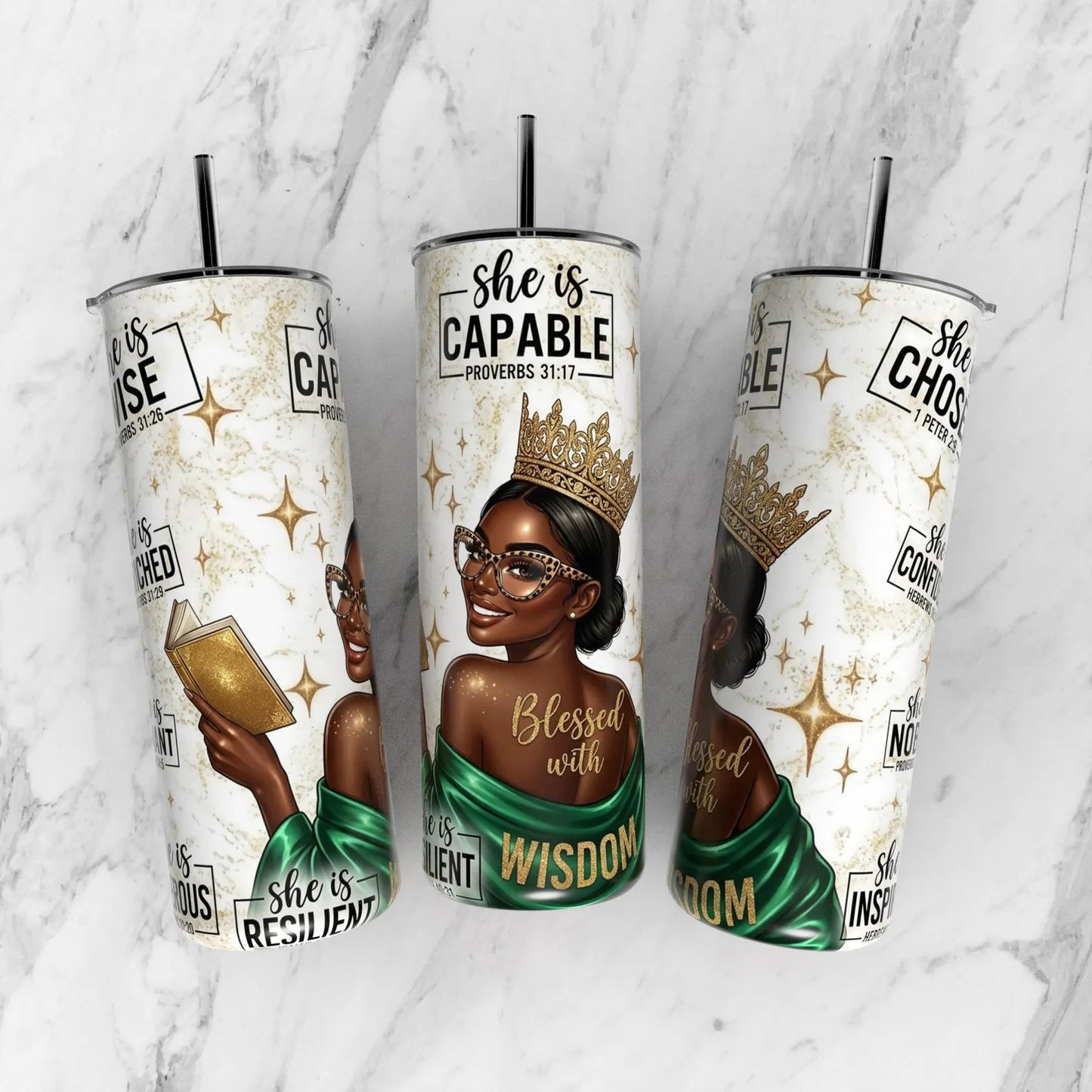 She is Capable -20oz Skinny Tumbler