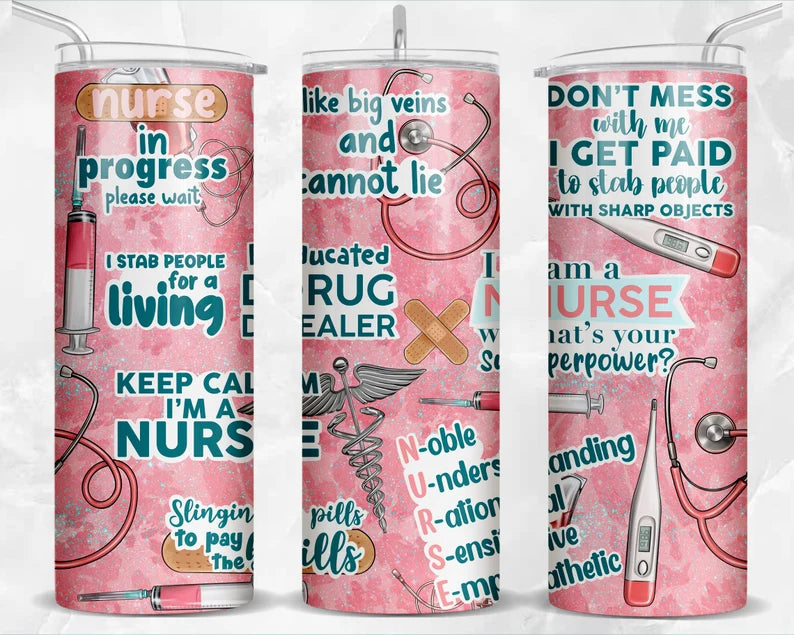 Funny Nurse, Retro Spooky -20oz Skinny Tumbler