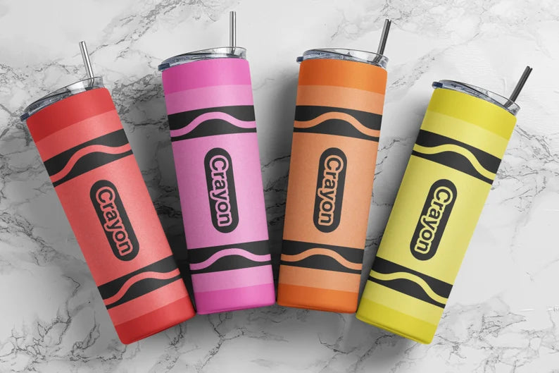 Crayons Tumbler Wrap 20oz Skinny Tumbler Sublimation