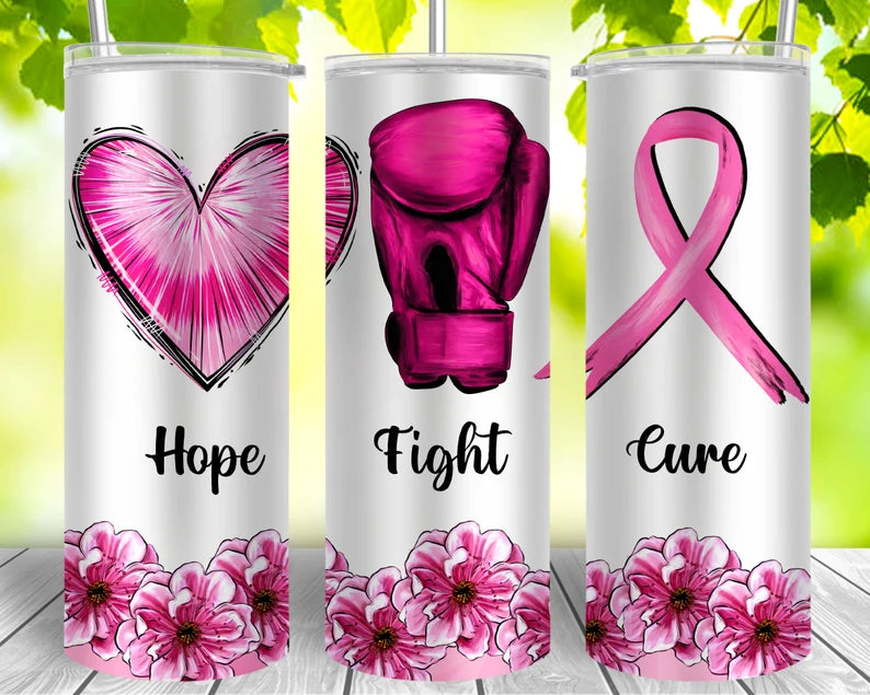 Hope fight Cure, Cancer Tumbler Wrap, Retro Spooky -20oz Skinny Tumbler