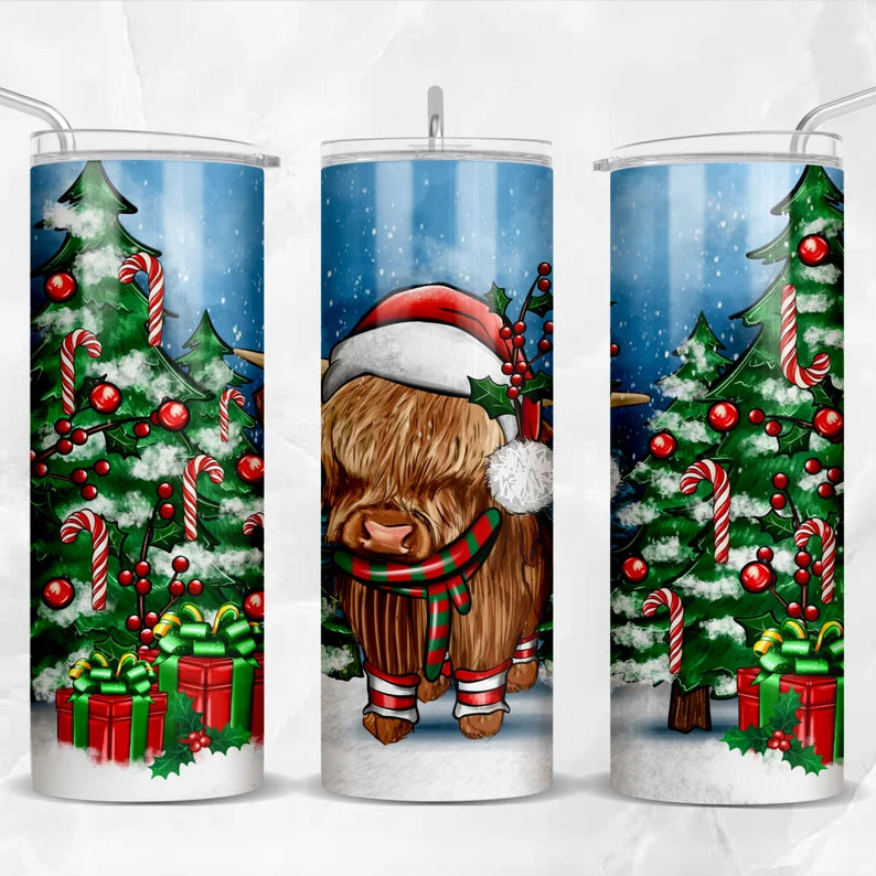 Christmas Cow 20oz Skinny Tumbler Sublimation
