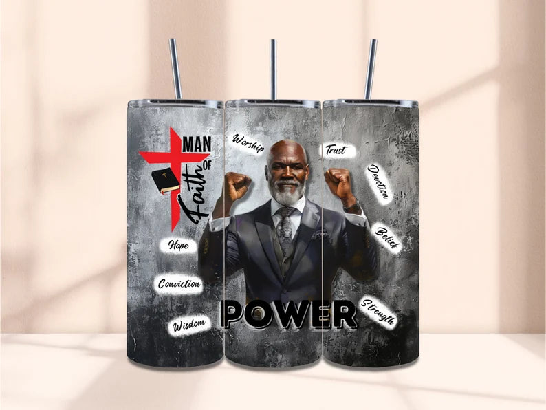 Man of Faith - 20oz Skinny Tumbler Sublimation