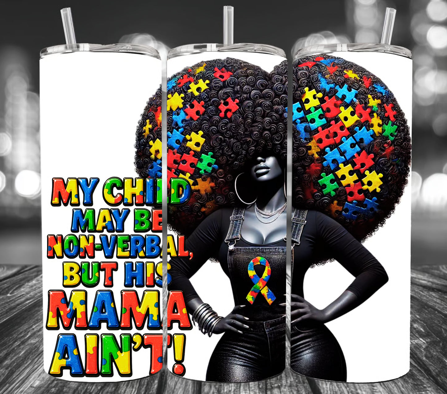 Autism Awareness Black Girl-20oz transfer