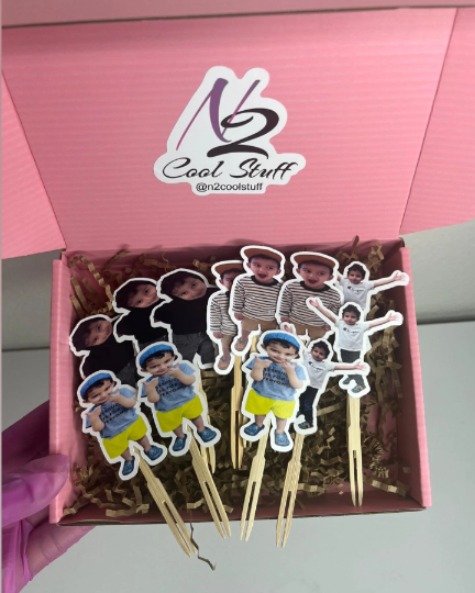 Custom Photo toppers| Dozen Centerpiece| Photo cupcake toppers | Photo Centerpieces| Photo Cut outs| Birthday Toppers