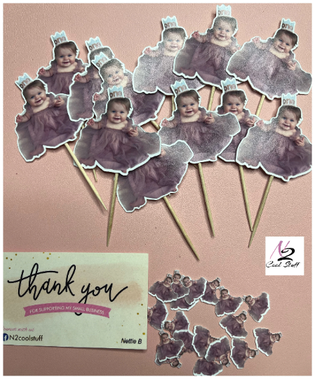Custom Photo toppers| Dozen Centerpiece| Photo cupcake toppers | Photo Centerpieces| Photo Cut outs| Birthday Toppers