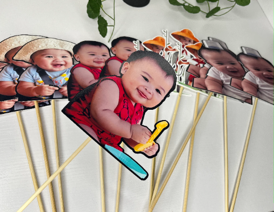 Custom Photo toppers| Dozen Centerpiece| Photo cupcake toppers | Photo Centerpieces| Photo Cut outs| Birthday Toppers