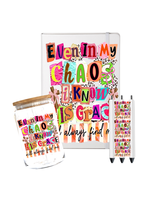 Even in my chaos I know his grace - Journal UV DTF DECAL