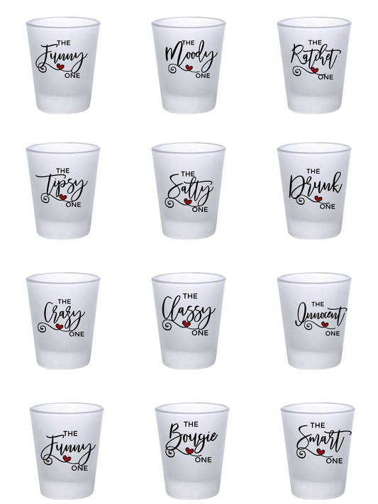 The ONE - 12 decals -Shot glasses or keychain
