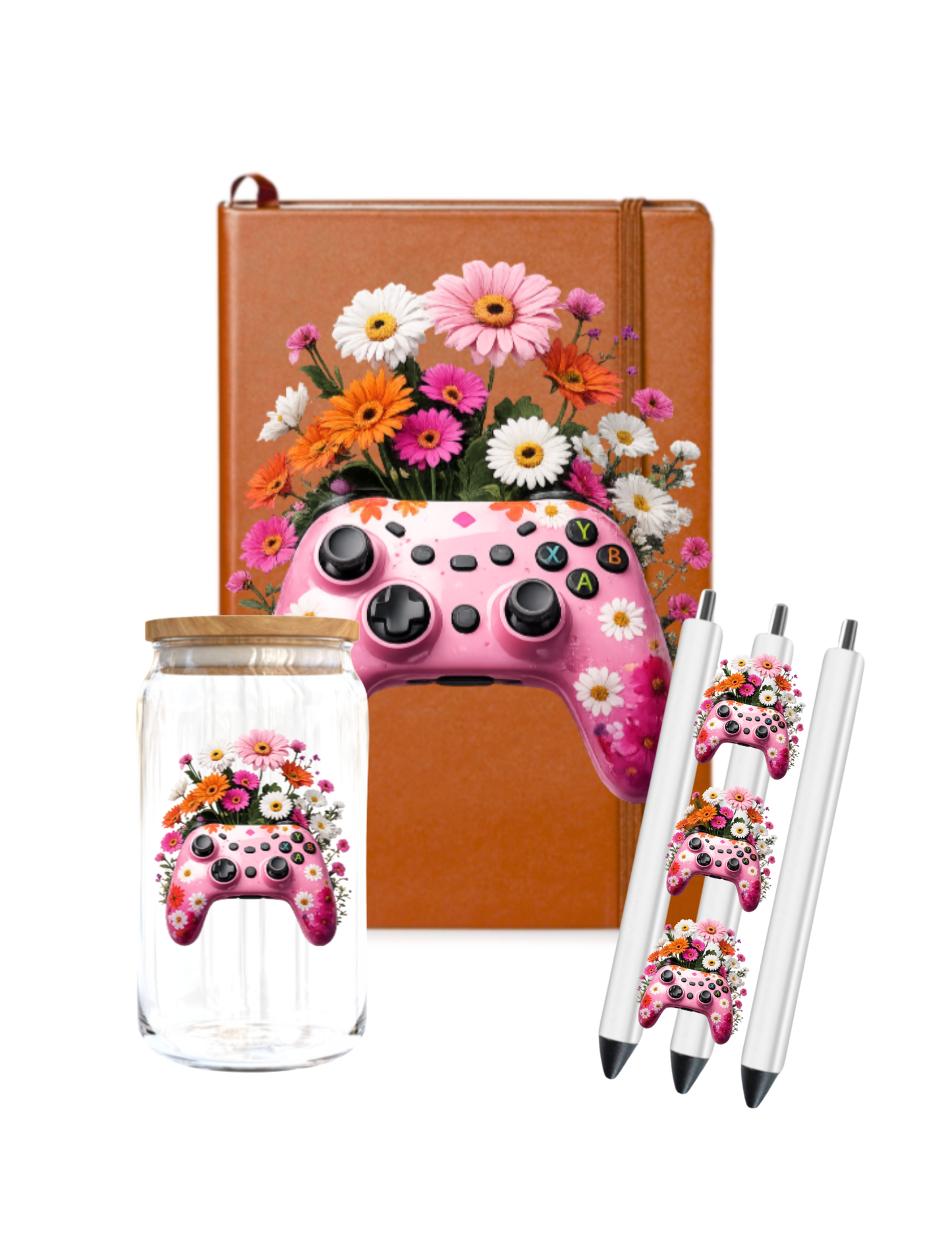 Gamer, Pink , Flowers - Journal UV DTF DECAL