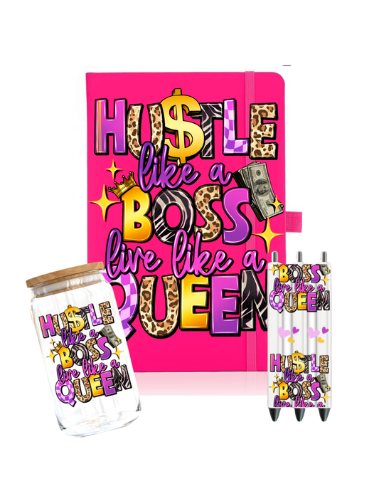 Hustle like a boss live like Queen- Journal UV DTF