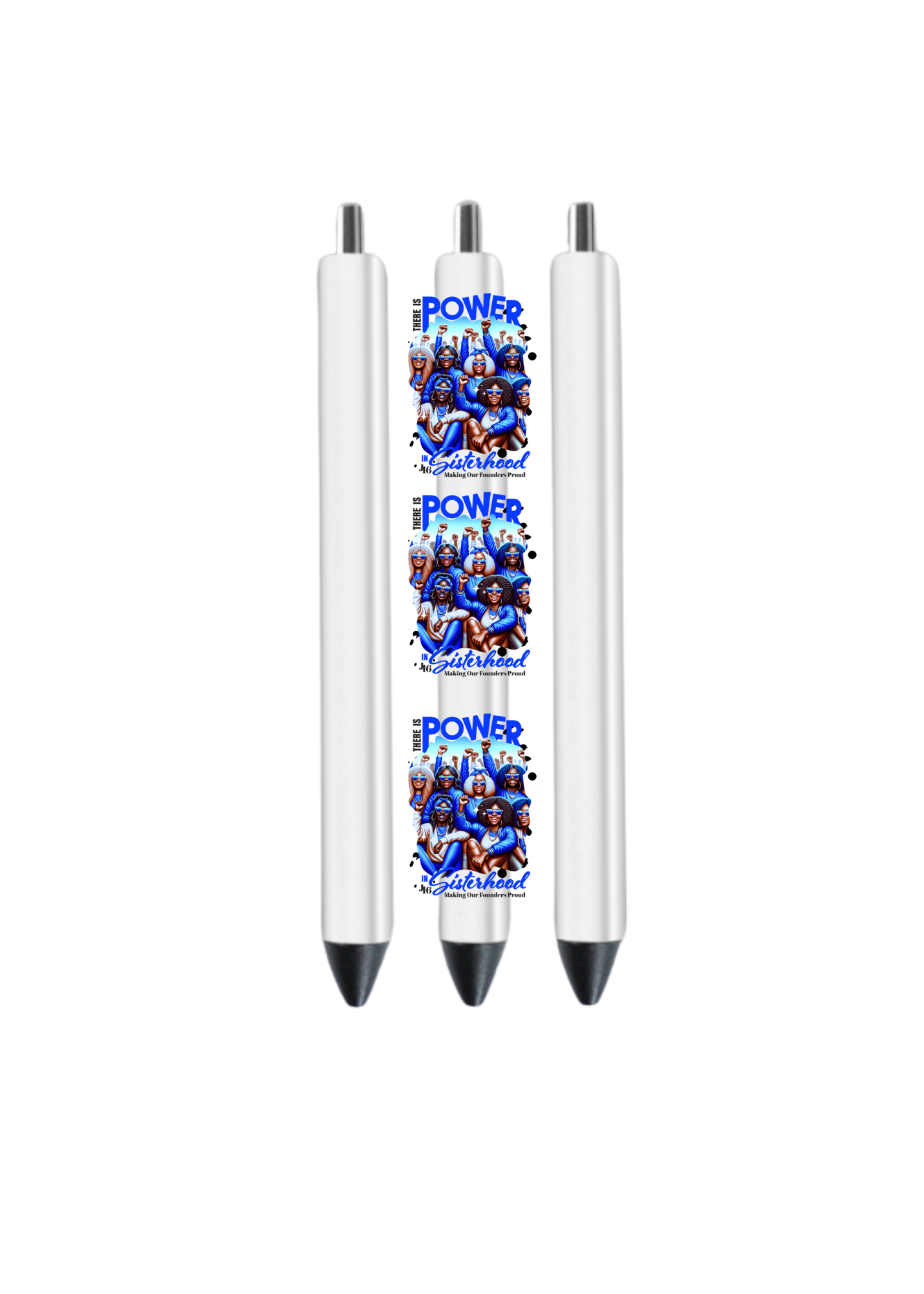 There is power in Sisterhood (BLUE AND WHITE) (Melanin related)-UV DTF