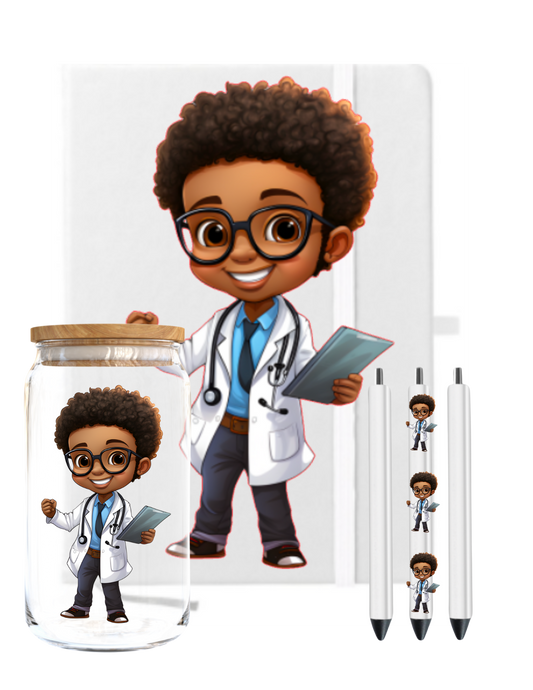 Little Boy Doctor  (Black) -UV DTF