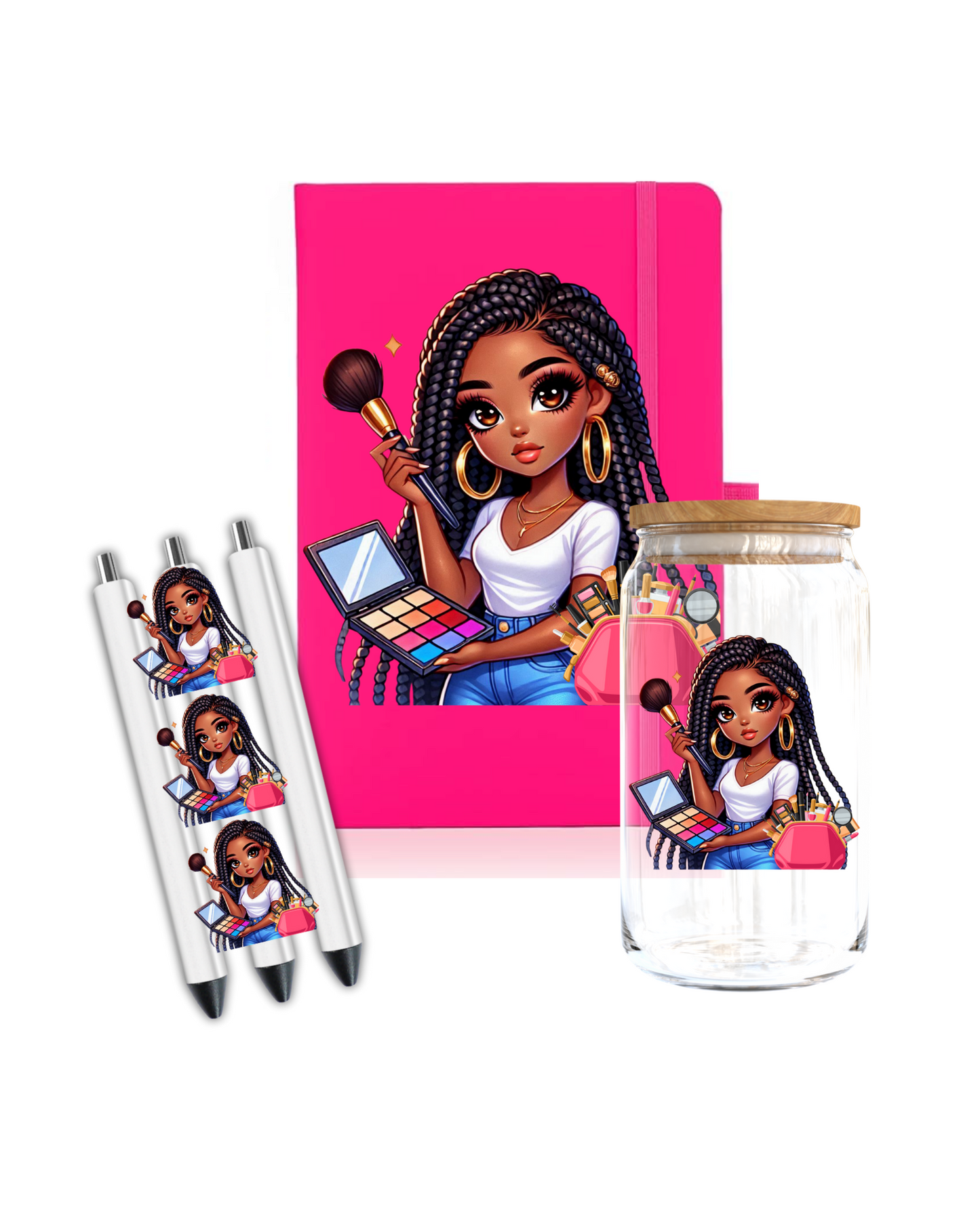 Makeup (Black Woman)- Braids  - Journal UV DTF