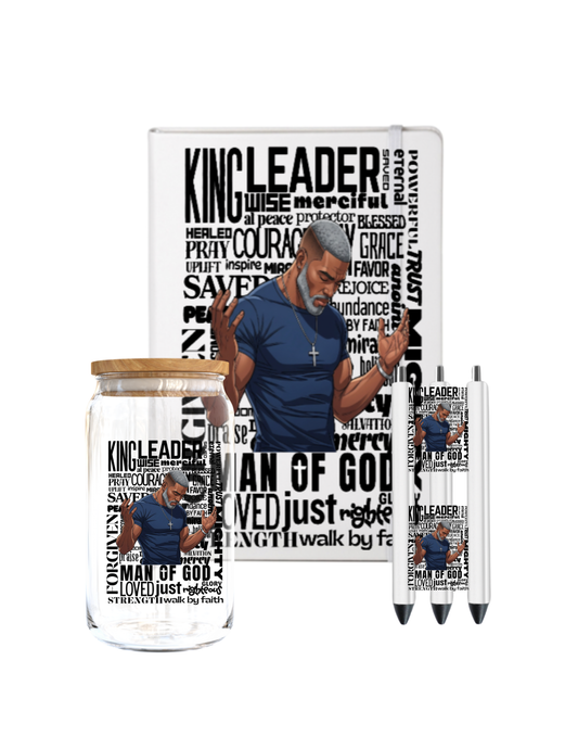 King Leader (blue male Shirt) ( Christian related) -UV DTF