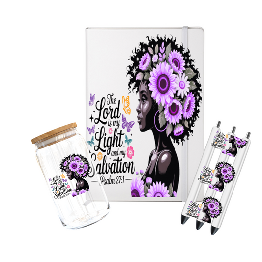 The lord is my light and my SALVATION (PURPLE FLOWER IN HAIR )-UV DTF