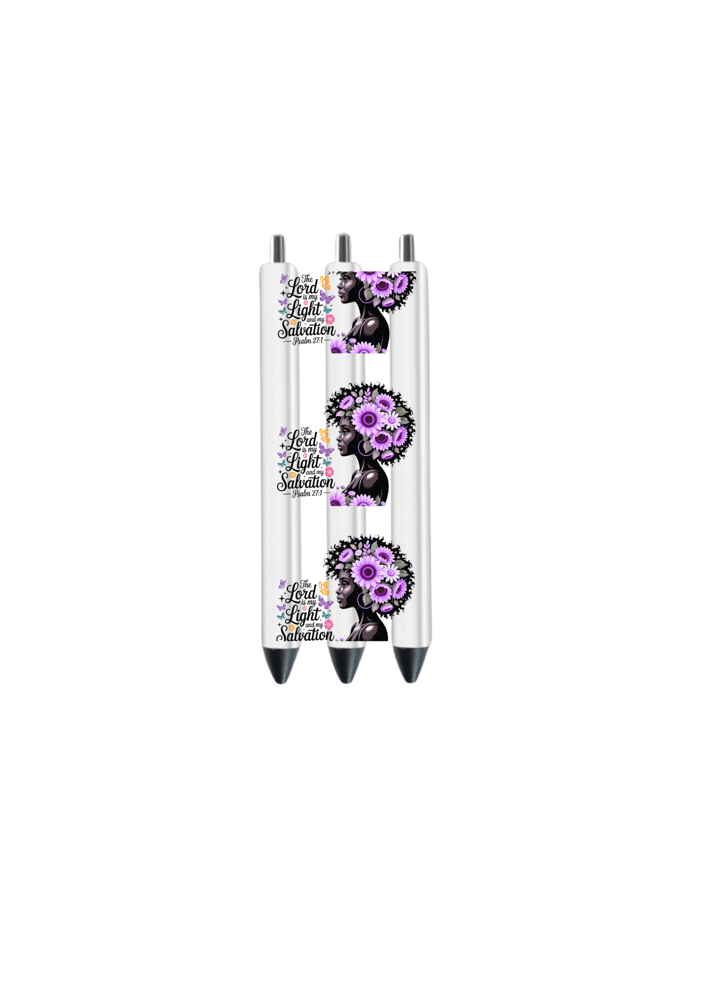 The lord is my light and my SALVATION (PURPLE FLOWER IN HAIR )-UV DTF