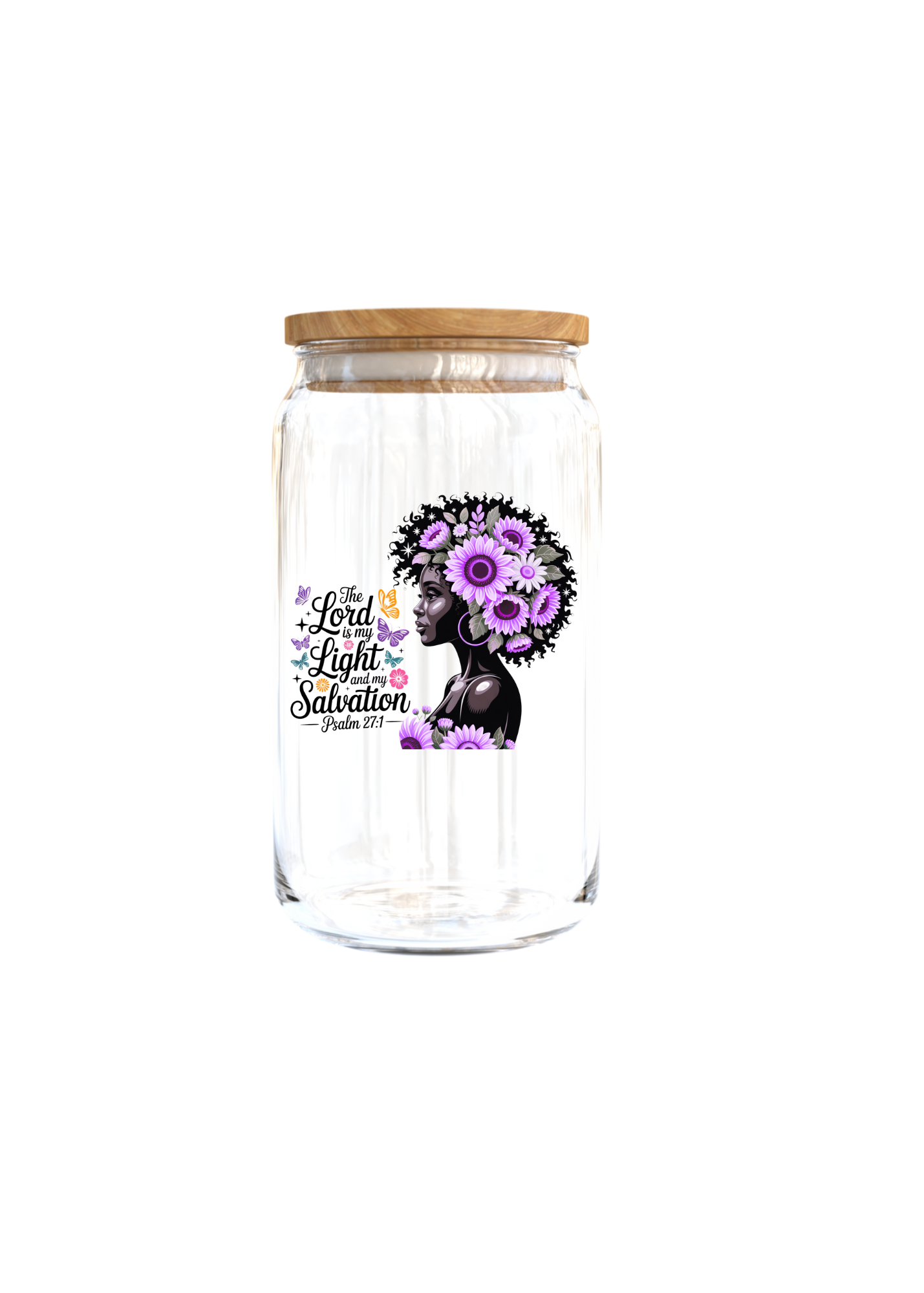The lord is my light and my SALVATION (PURPLE FLOWER IN HAIR )-UV DTF