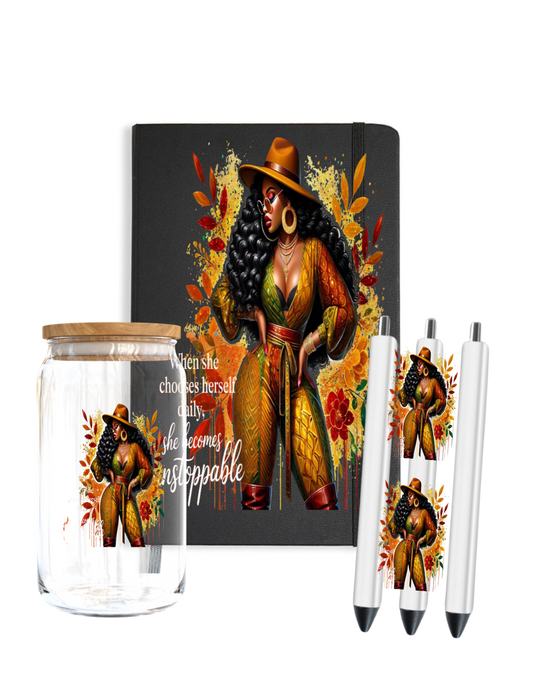 When she chooses herself daily, she becomes unstoppable-(Melanin Women)-UV DTF