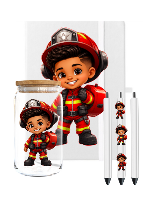 Little Boy Fire Figther  (Latino) -UV DTF