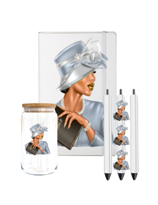 Church Lady (Light Grey) (Melanin & Christian related) -Journal UV DTF DECAL