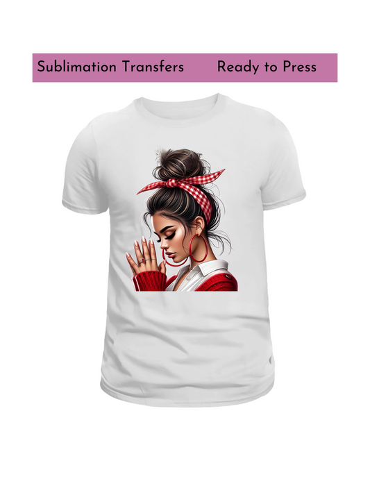 Praying hands woman   - Sublimation transfers, Ready to press transfer