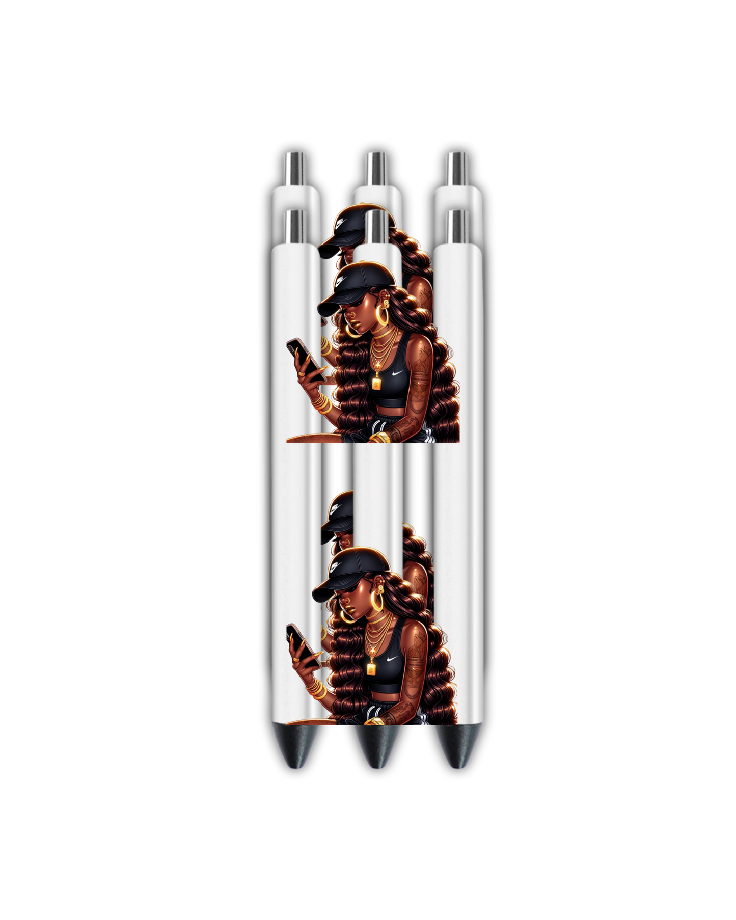 Black woman with gold Jewelry - Journal UV DTF DECAL