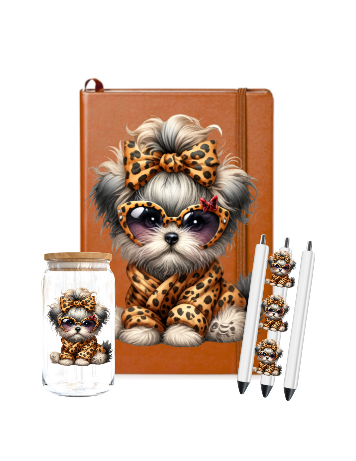 Cute little Dog with Leopard print-Journal UV DTF DECAL