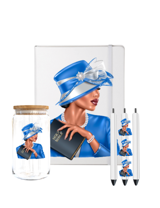 Church Lady (Blue) (Christian related) -Journal UV DTF DECAL