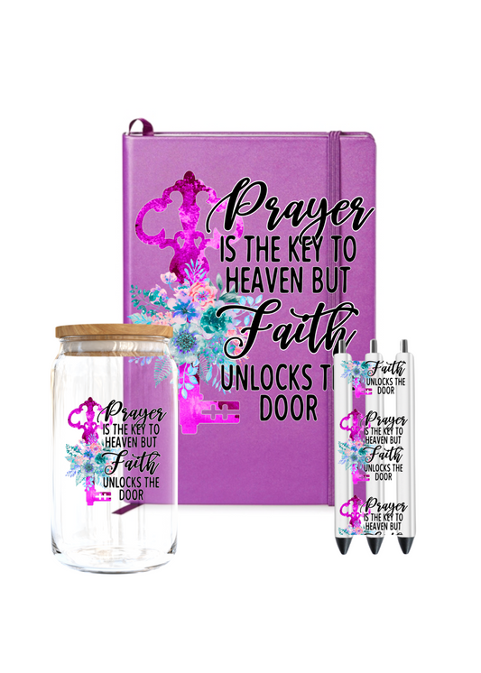 (PINK KEY) Prayer is the key to heaven but Faith unlocks to door-UV DTF