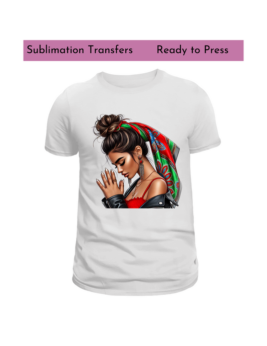 Praying hands (woman )  - Sublimation transfers, Ready to press transfer