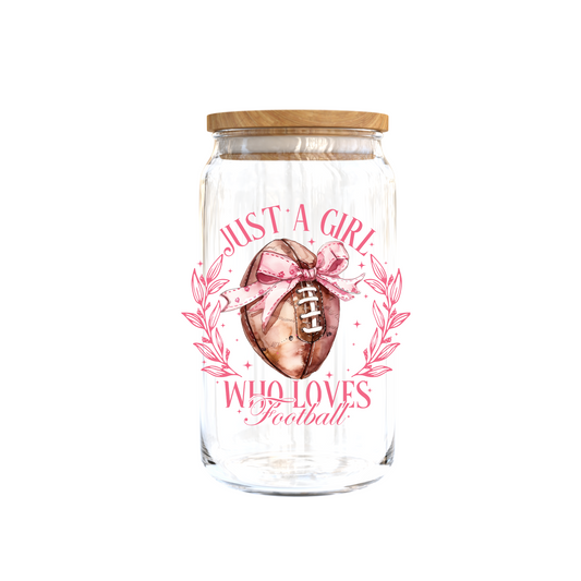 Just a Girl Who loves Football-| UV DTF DECAL 3''(Double Sided image)