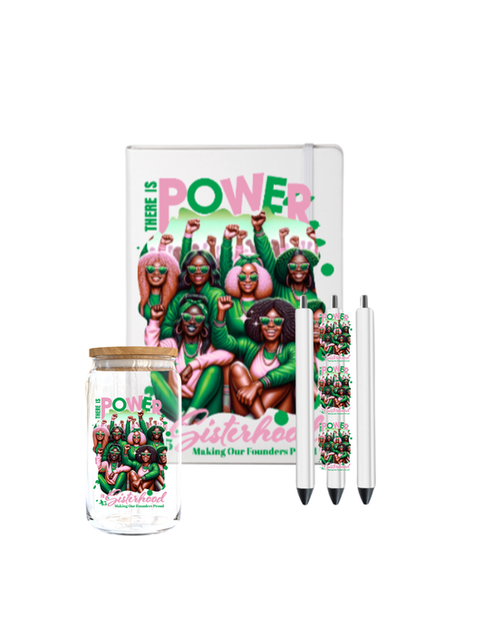 There is POWER in Sisterhood (GREEN & PINK) - (Melanin related)-UV DTF