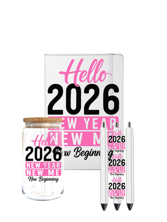 Hello 2026 New New year (pink)- (Inspiration related)-UV DTF