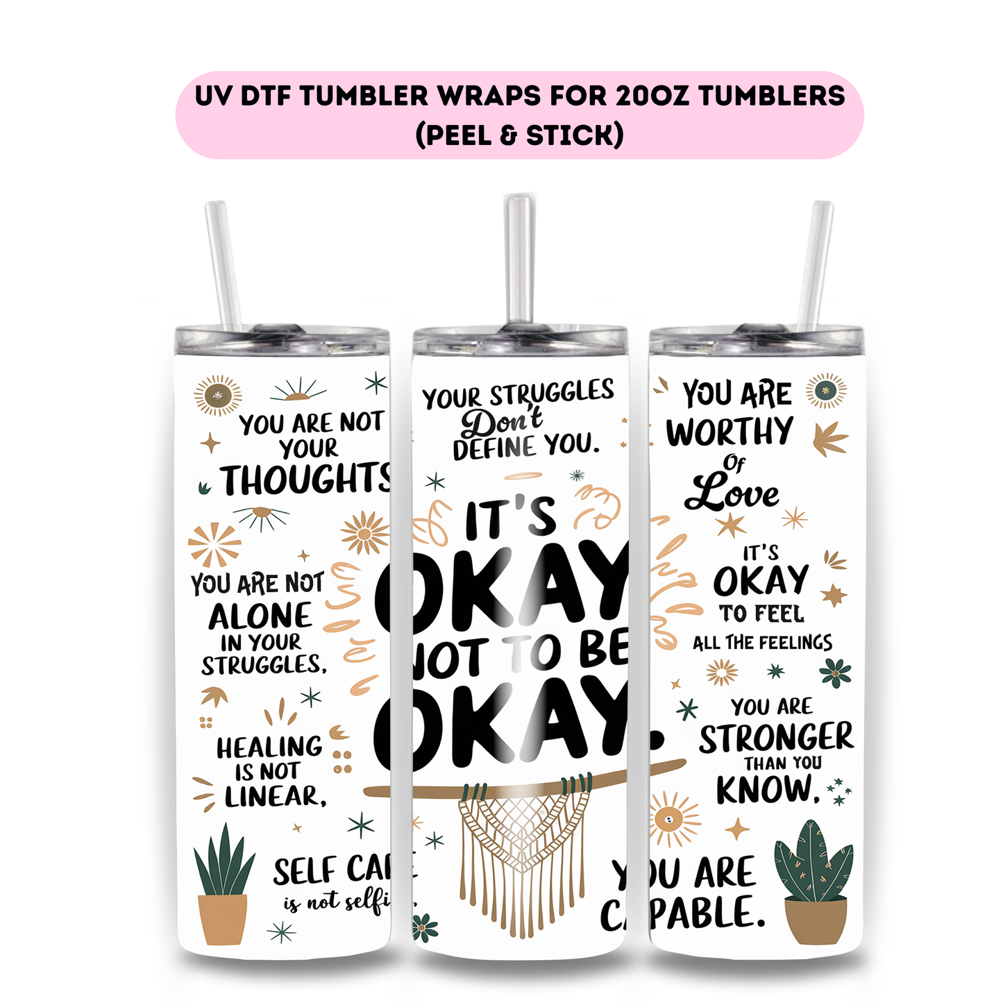 It's ok not to be okay- FULL WRAP UV DTF DECAL