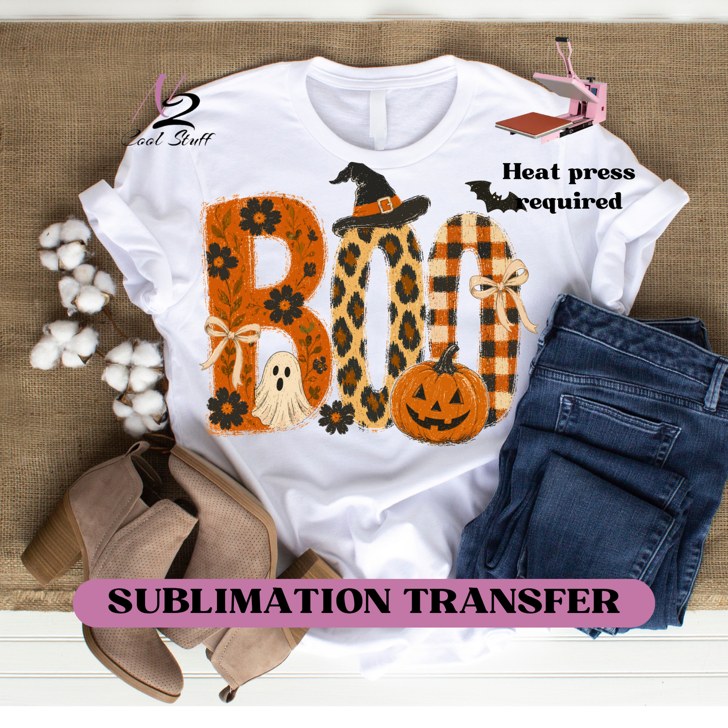 BOO-Ready to press SUBLIMATION  transfer
