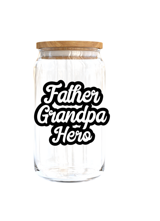 Fathers Grandpa hero -UV DTF DECAL 3"