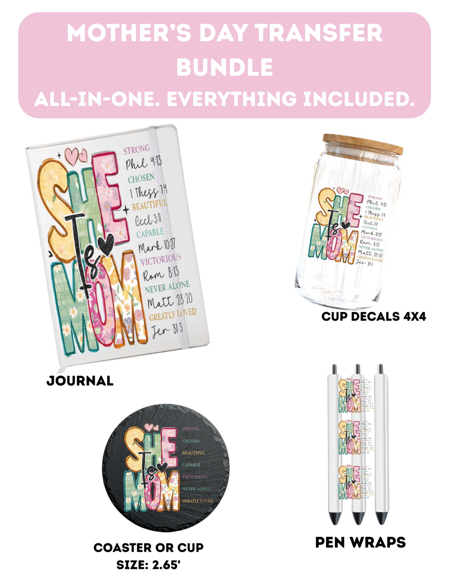 She is MOM (Scripture )- Everything Included-UV DTF