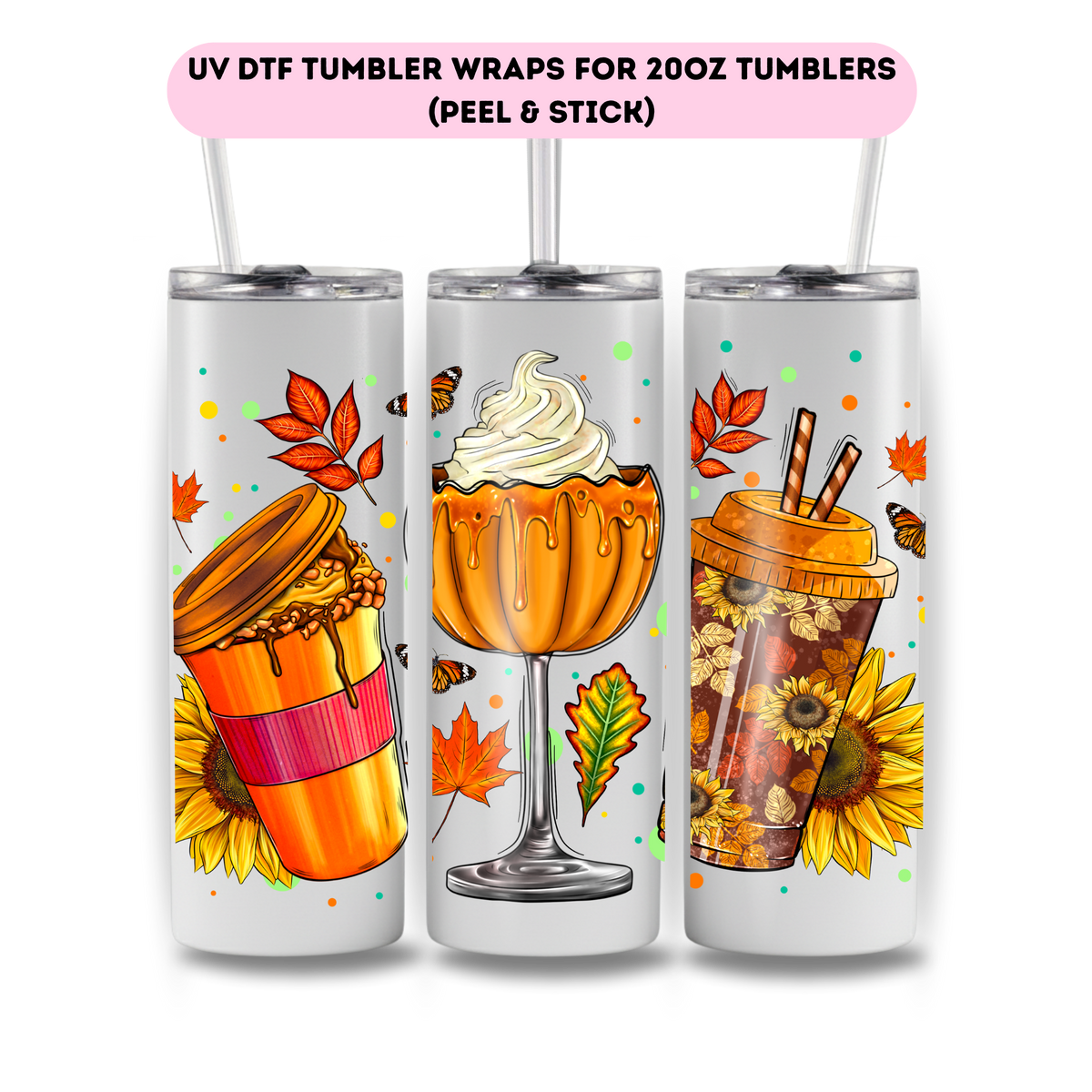 Fall drink -FULL WRAP UV DTF DECAL