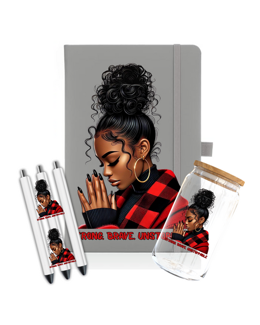Strong Brave ( red & black checkers) - Journal UV DTF