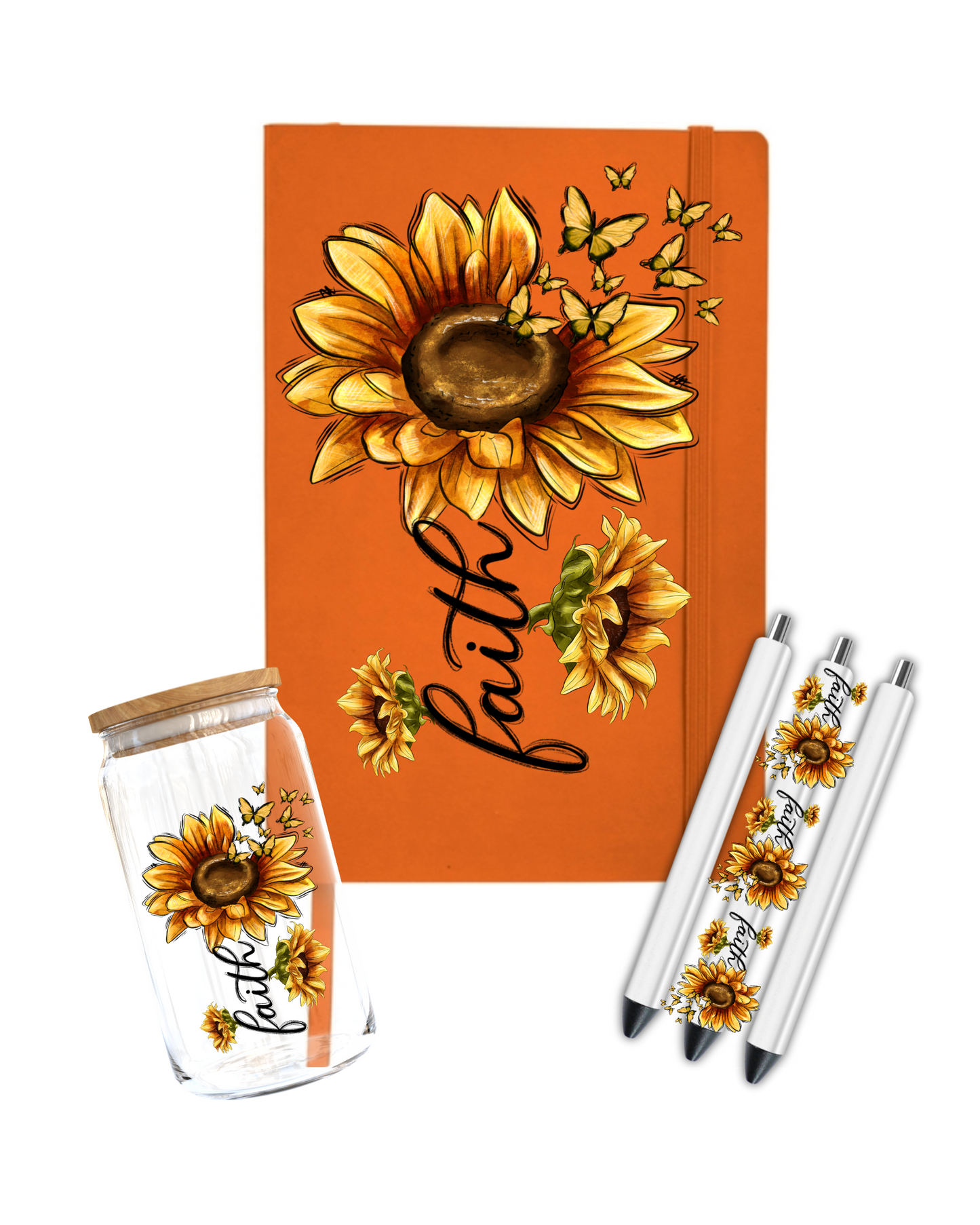 Faith - Sunflower,Butterflies   - Journal UV DTF